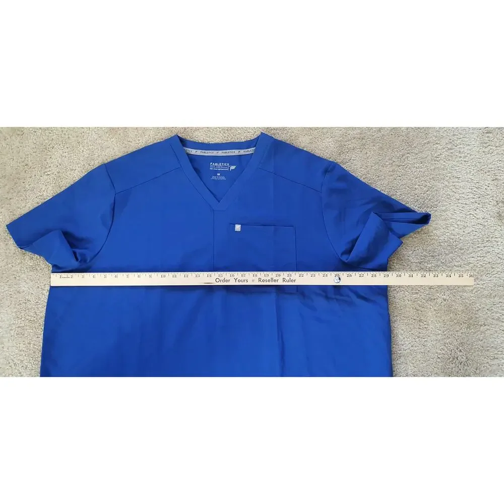 Fabletics NWOT Helix Scrub Top V-neck Mens 3X Royal Blue Lightweight READ